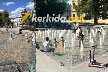 Στα σιντριβάνια... για να δροσιστούν! (Φώτος)