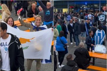 Έξω απ' την "Xiaomi Arena", με Ελληνικές και Κυπριακές σημαίες! (Βίντεο)