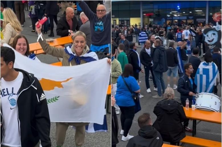 Έξω απ' την "Xiaomi Arena", με Ελληνικές και Κυπριακές σημαίες! (Βίντεο)