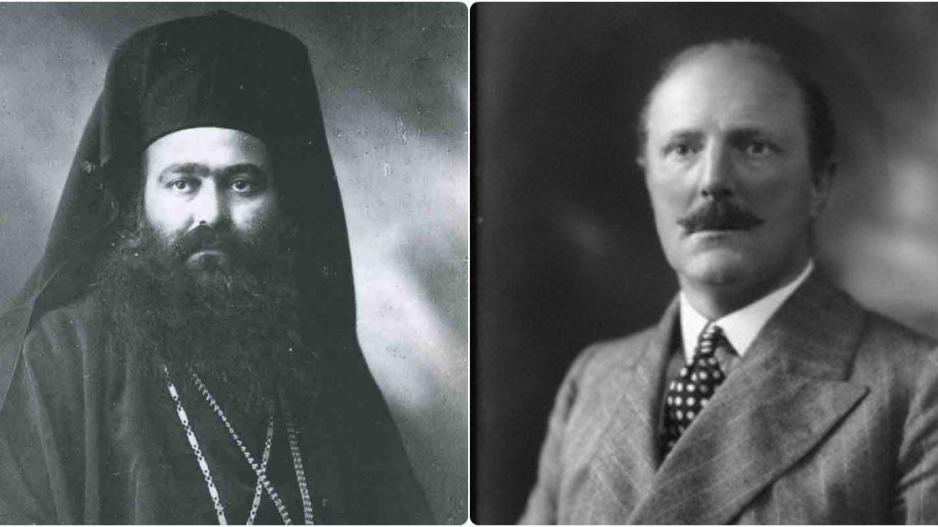 Δυο από τις μορφές των Οκτωβριανών - Αριστερά ο Νικόδημος Μυλωνάς και δεξιά ο άτεγκτος Βρετανός Κυβερνήτης Ρόναλντ Στόρς.
